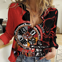 Canada National Aboriginal Day Women Casual Shirt Indigenous Peoples Inuksuit With Dreamcatcher - Wonder Print Shop