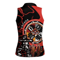 Canada National Aboriginal Day Women Sleeveless Polo Shirt Indigenous Peoples Inuksuit With Dreamcatcher - Wonder Print Shop