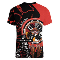 Canada National Aboriginal Day Women V-Neck T-Shirt Indigenous Peoples Inuksuit With Dreamcatcher - Wonder Print Shop