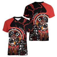 Canada National Aboriginal Day Women V-Neck T-Shirt Indigenous Peoples Inuksuit With Dreamcatcher - Wonder Print Shop