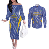 Custom Bosnia and Herzegovina Football Couples Matching Off The Shoulder Long Sleeve Dress and Long Sleeve Button Shirt Come On Zmajevi