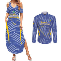 Custom Bosnia and Herzegovina Football Couples Matching Summer Maxi Dress and Long Sleeve Button Shirt Come On Zmajevi