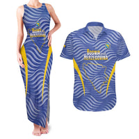 Custom Bosnia and Herzegovina Football Couples Matching Tank Maxi Dress and Hawaiian Shirt Come On Zmajevi