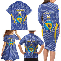 Custom Bosnia and Herzegovina Football Family Matching Long Sleeve Bodycon Dress and Hawaiian Shirt Come On Zmajevi