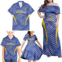 Custom Bosnia and Herzegovina Football Family Matching Off Shoulder Maxi Dress and Hawaiian Shirt Come On Zmajevi