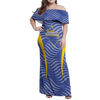 Custom Bosnia and Herzegovina Football Family Matching Off Shoulder Maxi Dress and Hawaiian Shirt Come On Zmajevi