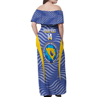 Custom Bosnia and Herzegovina Football Family Matching Off Shoulder Maxi Dress and Hawaiian Shirt Come On Zmajevi
