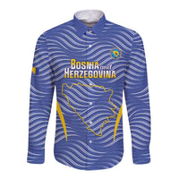 Custom Bosnia and Herzegovina Football Long Sleeve Button Shirt Come On Zmajevi