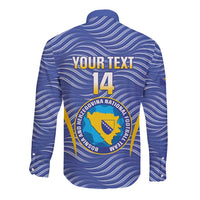 Custom Bosnia and Herzegovina Football Long Sleeve Button Shirt Come On Zmajevi
