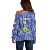 Custom Bosnia and Herzegovina Football Off Shoulder Sweater Come On Zmajevi