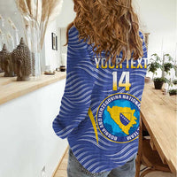 Custom Bosnia and Herzegovina Football Women Casual Shirt Come On Zmajevi