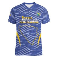 Custom Bosnia and Herzegovina Football Women V-Neck T-Shirt Come On Zmajevi