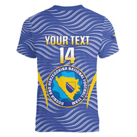 Custom Bosnia and Herzegovina Football Women V-Neck T-Shirt Come On Zmajevi