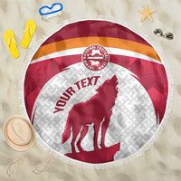 Custom Latvia Football Beach Blanket Go Wolves Latvija Folk Pattern