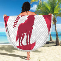 Custom Latvia Football Beach Blanket Go Wolves Latvija Folk Pattern