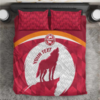 Custom Latvia Football Bedding Set Go Wolves Latvija Folk Pattern