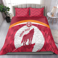 Custom Latvia Football Bedding Set Go Wolves Latvija Folk Pattern