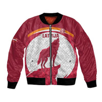 Custom Latvia Football Bomber Jacket Go Wolves Latvija Folk Pattern