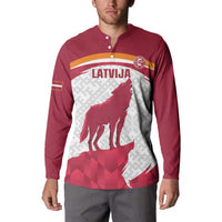 Custom Latvia Football Button Sweatshirt Go Wolves Latvija Folk Pattern
