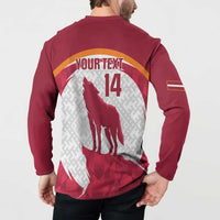 Custom Latvia Football Button Sweatshirt Go Wolves Latvija Folk Pattern