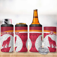 Custom Latvia Football 4 in 1 Can Cooler Tumbler Go Wolves Latvija Folk Pattern
