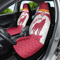 Custom Latvia Football Car Seat Cover Go Wolves Latvija Folk Pattern