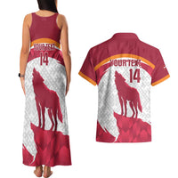Custom Latvia Football Couples Matching Tank Maxi Dress and Hawaiian Shirt Go Wolves Latvija Folk Pattern