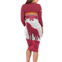 Custom Latvia Football Family Matching Long Sleeve Bodycon Dress and Hawaiian Shirt Go Wolves Latvija Folk Pattern