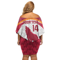 Custom Latvia Football Family Matching Off Shoulder Short Dress and Hawaiian Shirt Go Wolves Latvija Folk Pattern