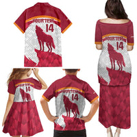 Custom Latvia Football Family Matching Puletasi and Hawaiian Shirt Go Wolves Latvija Folk Pattern