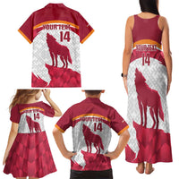 Custom Latvia Football Family Matching Tank Maxi Dress and Hawaiian Shirt Go Wolves Latvija Folk Pattern