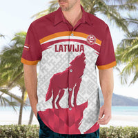 Custom Latvia Football Hawaiian Shirt Go Wolves Latvija Folk Pattern