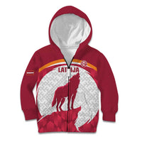Custom Latvia Football Kid Hoodie Go Wolves Latvija Folk Pattern