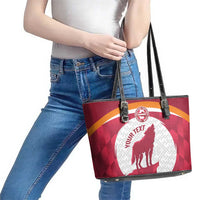 Custom Latvia Football Leather Tote Bag Go Wolves Latvija Folk Pattern