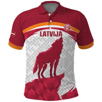 Custom Latvia Football Polo Shirt Go Wolves Latvija Folk Pattern