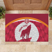 Custom Latvia Football Rubber Doormat Go Wolves Latvija Folk Pattern