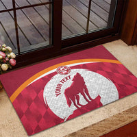 Custom Latvia Football Rubber Doormat Go Wolves Latvija Folk Pattern