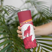 Custom Latvia Football Skinny Tumbler Go Wolves Latvija Folk Pattern