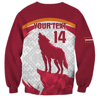 Custom Latvia Football Sweatshirt Go Wolves Latvija Folk Pattern