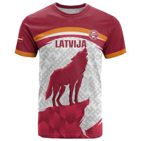 Custom Latvia Football T Shirt Go Wolves Latvija Folk Pattern