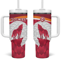 Custom Latvia Football Tumbler With Handle Go Wolves Latvija Folk Pattern