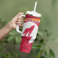 Custom Latvia Football Tumbler With Handle Go Wolves Latvija Folk Pattern