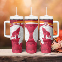 Custom Latvia Football Tumbler With Handle Go Wolves Latvija Folk Pattern