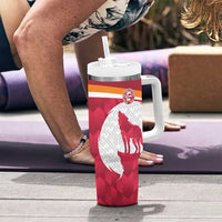 Custom Latvia Football Tumbler With Handle Go Wolves Latvija Folk Pattern