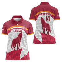 Custom Latvia Football Women Polo Shirt Go Wolves Latvija Folk Pattern