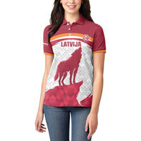 Custom Latvia Football Women Polo Shirt Go Wolves Latvija Folk Pattern