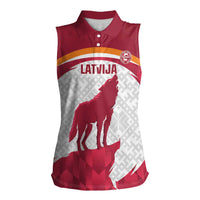 Custom Latvia Football Women Sleeveless Polo Shirt Go Wolves Latvija Folk Pattern