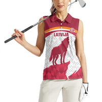 Custom Latvia Football Women Sleeveless Polo Shirt Go Wolves Latvija Folk Pattern