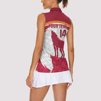 Custom Latvia Football Women Sleeveless Polo Shirt Go Wolves Latvija Folk Pattern