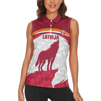 Custom Latvia Football Women Sleeveless Polo Shirt Go Wolves Latvija Folk Pattern
